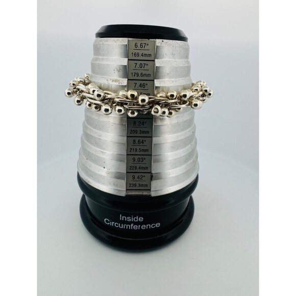 Estate 925 Sterling Silver Chunky Entwined Ball Twist Bracelet with Toggle Clasp - Picture 4 of 10